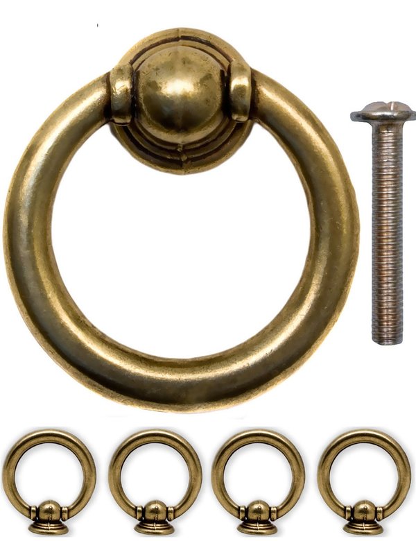 FUXXER® - Antik Schubladen-Griffe Ring-Ösen, Eisen-Griffe Messing Bronze Design, Für Schieber Schran