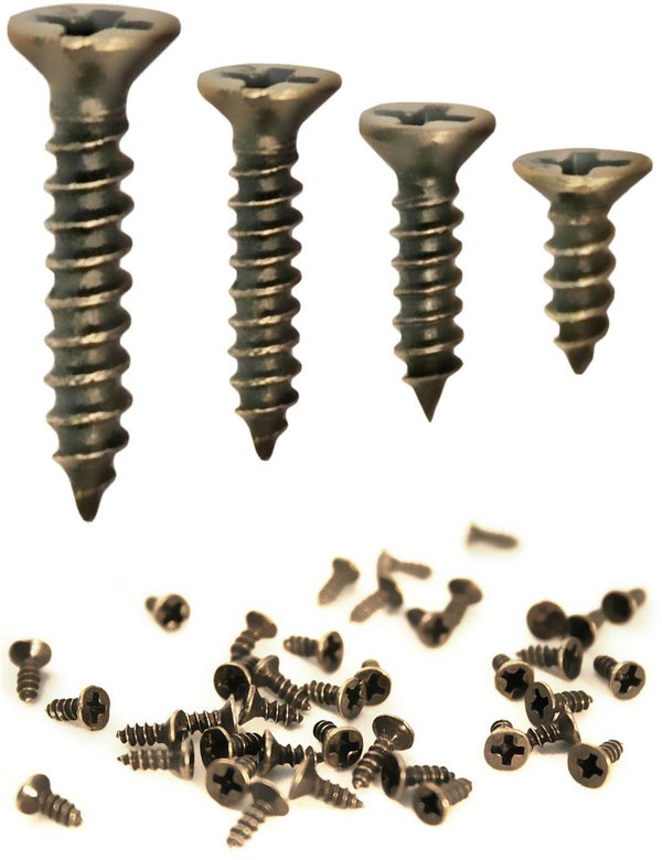 FUXXER® - 100x Antike Holz-Schrauben, Messing Bronze Antik-Optik, Kreuz-Schlitz, Kreuz-Schrauben, Se