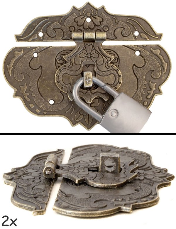 FUXXER® - 2x Antik-Verschlüsse, Bronze Eisen Design, Möbel-Verschlüsse, Beschläge für Vorhänge-Schlo