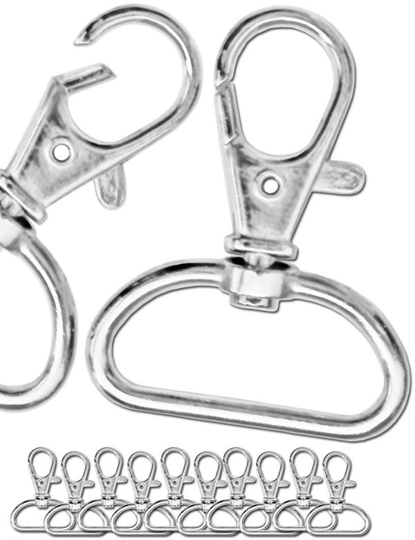 Fuxxer® - 10x Schlüssel-Band, Lanyard-Ringe, Karabiner-Haken, zum Basteln, Nähen von Schlüssel-Anhän