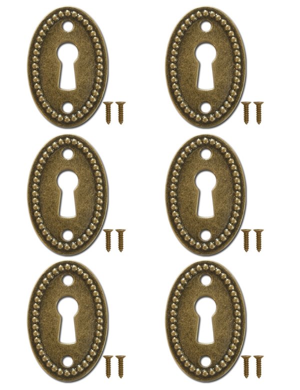 FUXXER® - 6x Antike Ovale Schlüssel-Schilder, Schloss-Rosetten, Schloss-Beschläge, Abdeckung für Sch